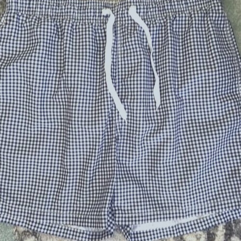 Like new!   (May fit like L) Gingham Plaid Swim Trunks